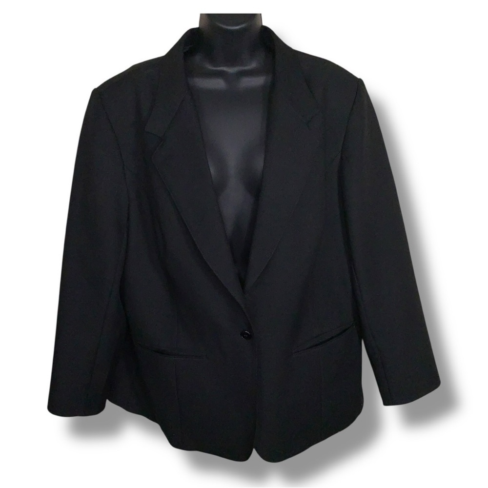 Vintage XL Classic Black Blazer Bend Over Brand Womens Button Closure